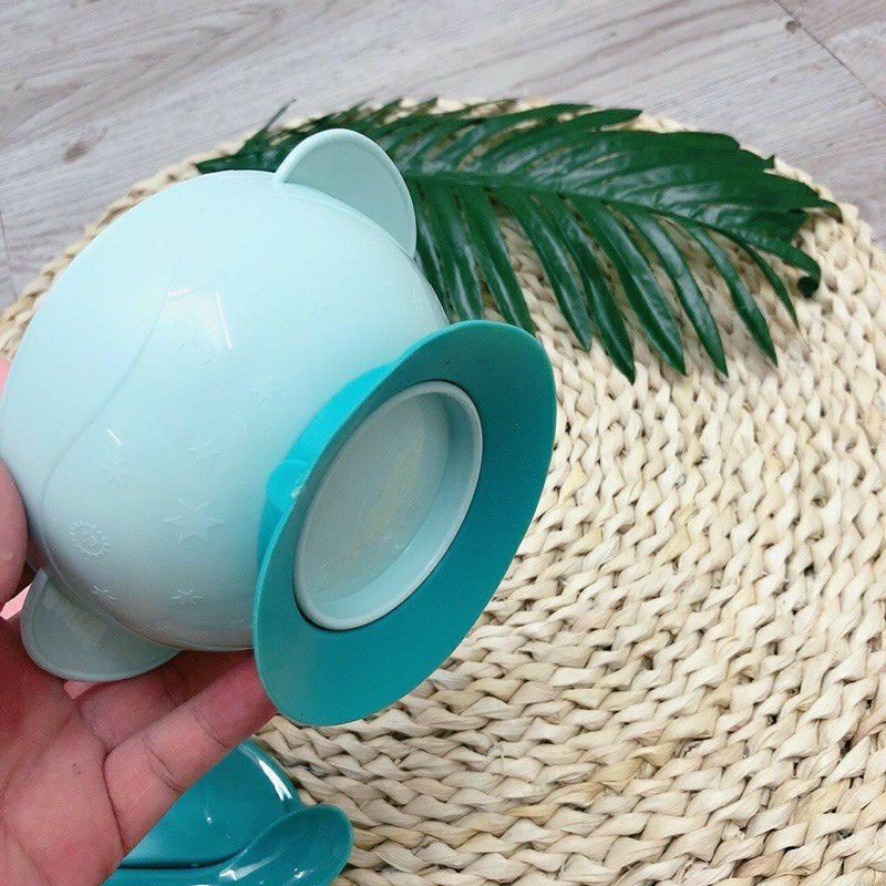 Bát ăn dặm kèm thìa báo nóng đế có chống trượt chống lật