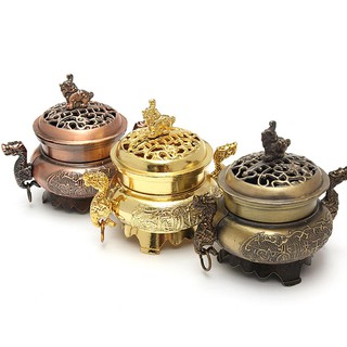 [RẺ NHẤT] Lư xông trầm hương kiểu hai rồng bằng kim loại rất đẹp