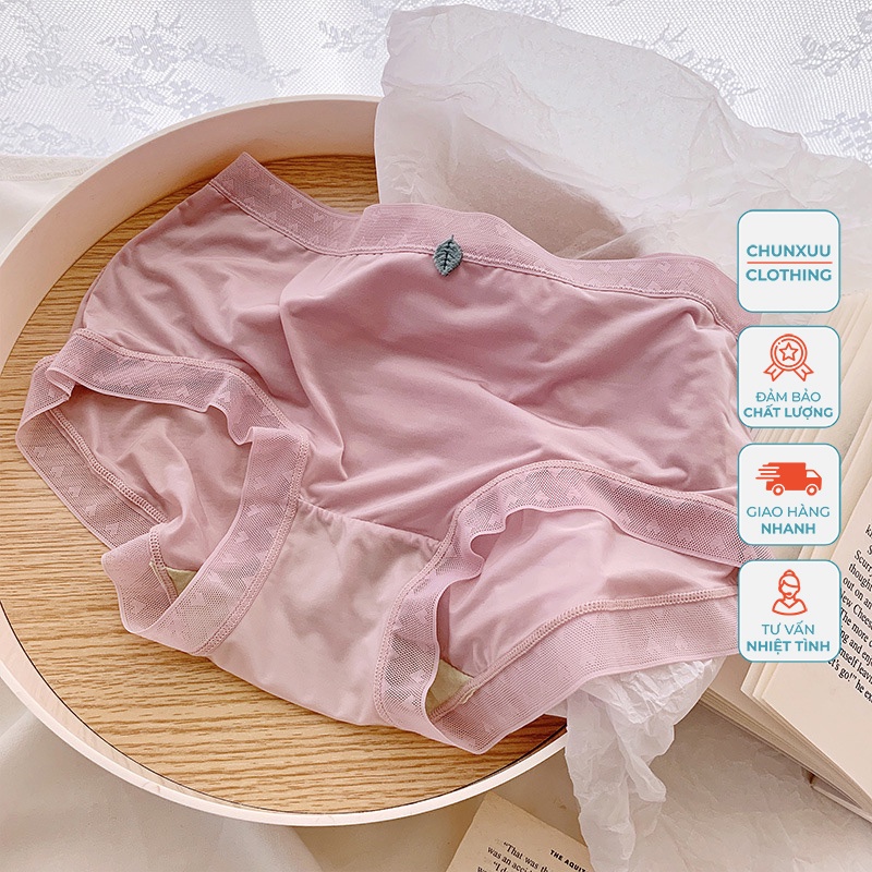 Quần lót nữ su lạnh cao cấp CHUNXUU, phối viền ren màu sắc trung tính chất liệu mềm mại- QC80