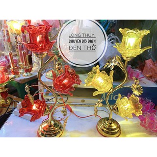 Đèn thờ thuỷ tinh LED hoa rau muống 3 bông.
