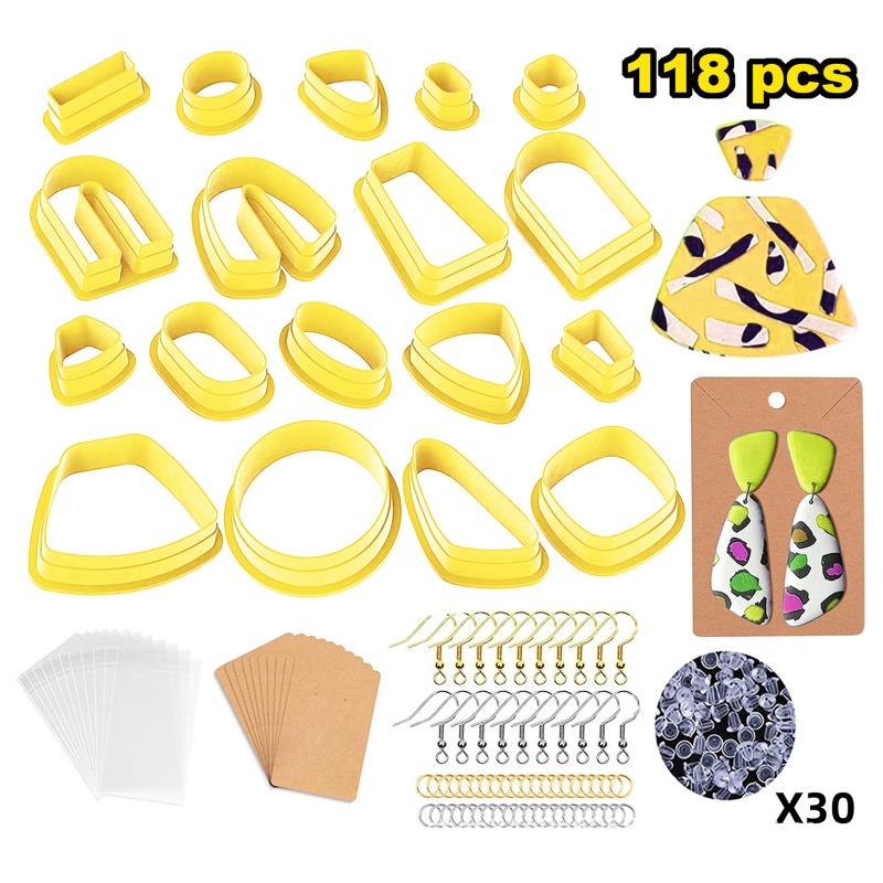 Set 118 Dụng Cụ Cắt Đất Sét Kèm Khuôn Làm Bông Tai DIY