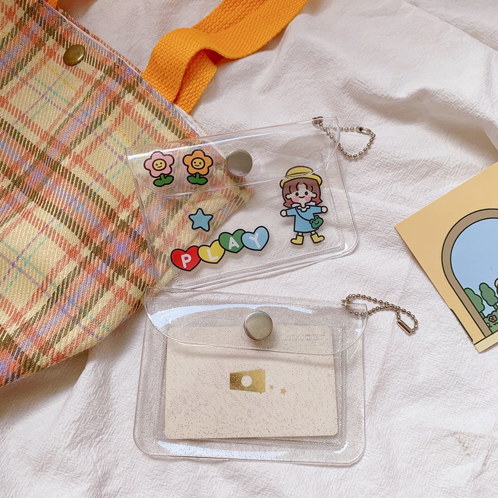 Túi Đựng Tiền Xu/Thẻ Thiết Kế Nhỏ Gọn Trong Suốt Dành Cho Học Sinh