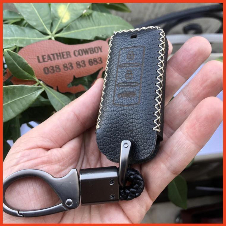 Bao Da Chìa Khoá Mitsubishi Xpander, Outlander, Triton, Attrage, Pajero Sport  da bò thật 100%, khắc tên SĐT