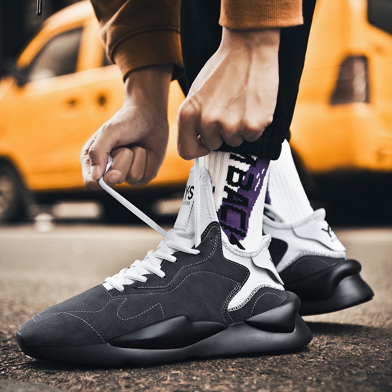 Giày Thể Thao Da Bò Màu Đen / Xám Phong Cách Samurai Thời Trang Cho Nam y3 y3