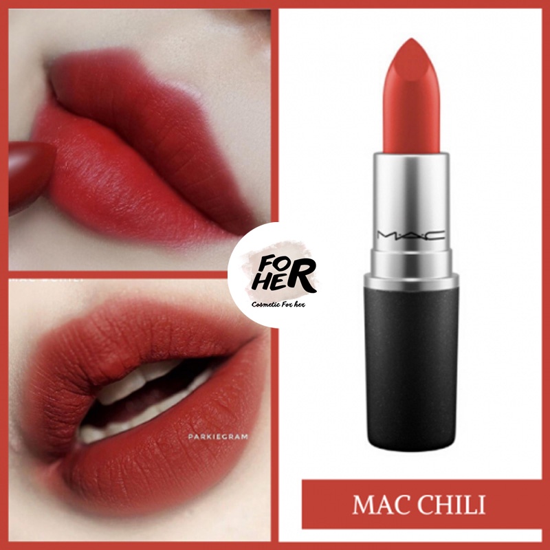 Son MAC Chili 602 Màu Đỏ Gạch Thời Thượng, Bất Chấp Mọi Màu Da