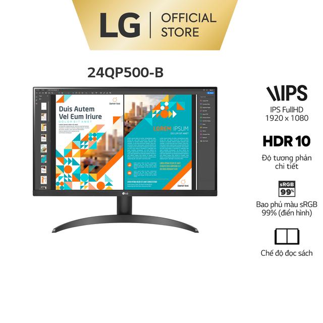Màn Hình LG 24QP500-B 23.8” IPS 75Hz QHD AMD FreeSync™ Hãng