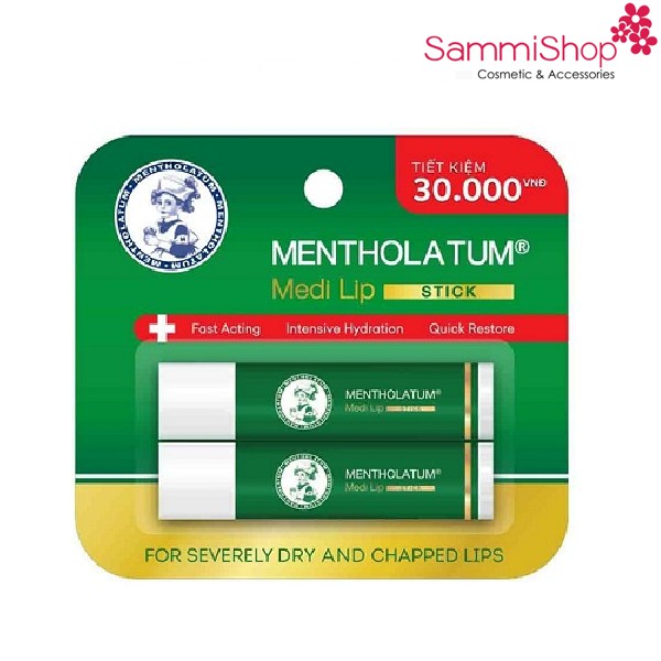 Combo Son Dưỡng Mentholatum Medi Lip Stick Dành Cho Môi Khô Và Nứt Nẻ 8.6g (2 Tuýp x 4.3g)