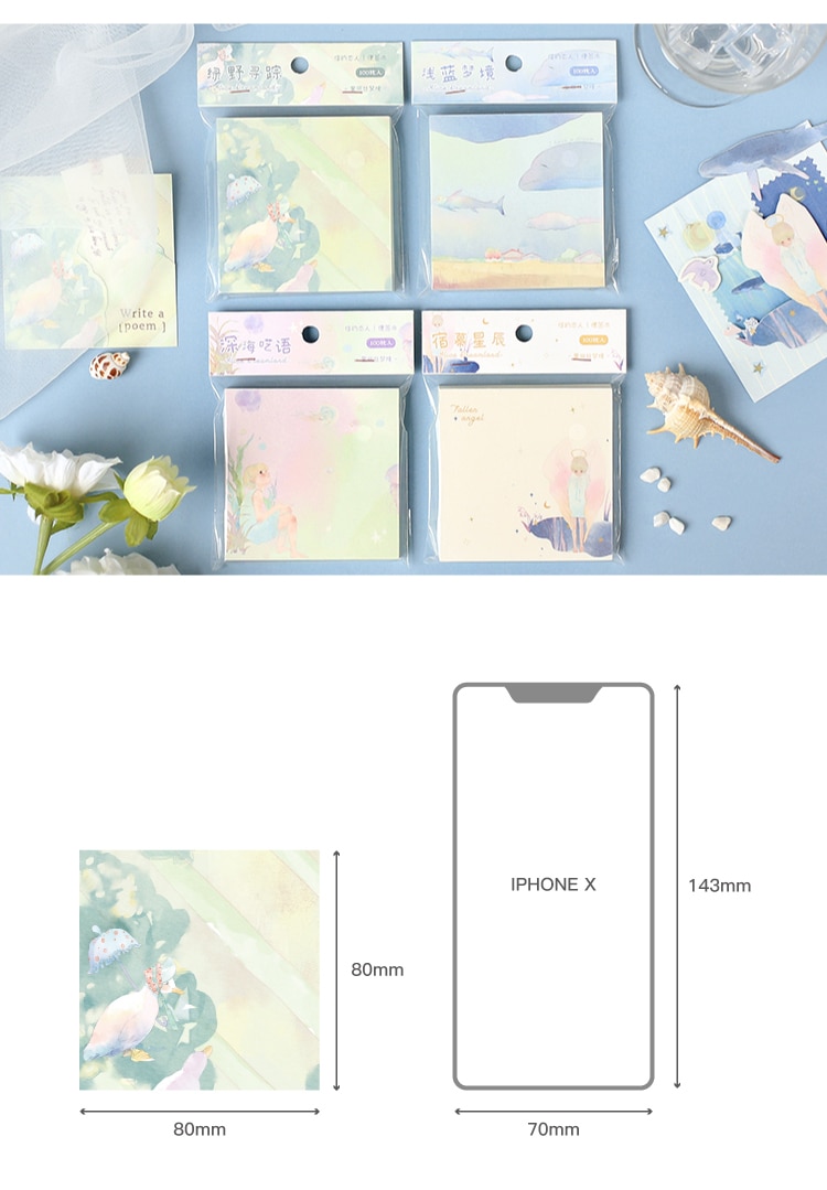 4 Kiểu dáng 100 chiếc / cuốn sách Ins Style Alice Dreamland Series Loose Leaf Memo Pads Sáng tạo Tự làm Tài khoản Tay Tài khoản Trang trí Vật liệu trang trí