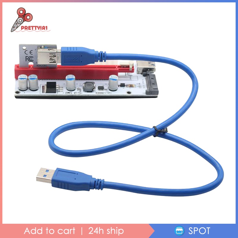 Card chuyển đổi Pci-E Riser Card 008s 4pin Sata 6pin 1x Sang 16x Usb 3.0 tiện dụng