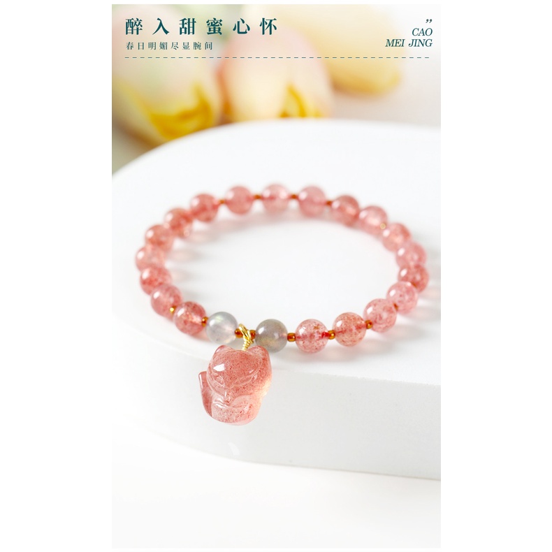 [Hàng Mới Về] Vòng Tay Mặt Hình Móng Vuốt Mèo Đính Đá Pha Lê Hồng Thiết Kế Thời Trang Cho Nữ