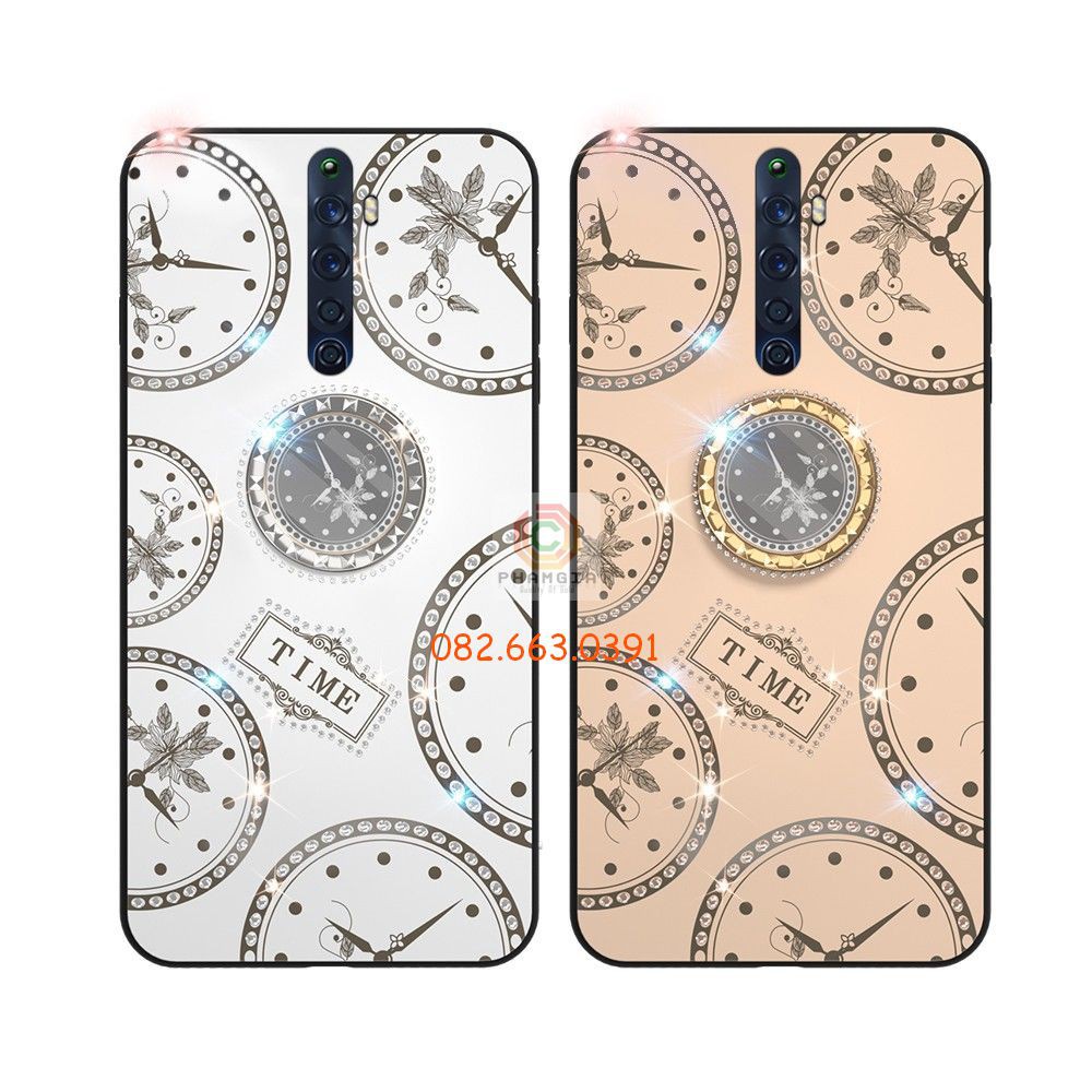 Ốp lưng ép kính thời gian hai màu dành cho Oppo Reno 2