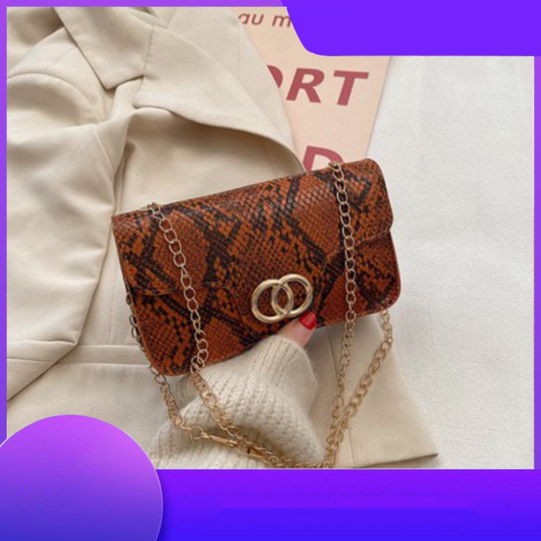 Túi xách nữ đeo chéo mini họa tiết da trăn phong cách Retro- DC08 túi đeo vai Chip Xinh Bag