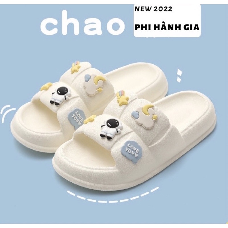 Dép Bánh Mì Chao sticker Phi Hành Gia, Dép nữ siêu xinh độn đế