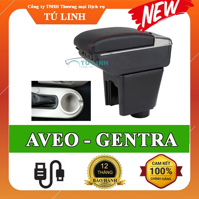 Hộp tỳ tay xe Aveo / Gentra / Lacetti cao cấp tích hợp cổng sạc USB - Bảo hành 12 tháng