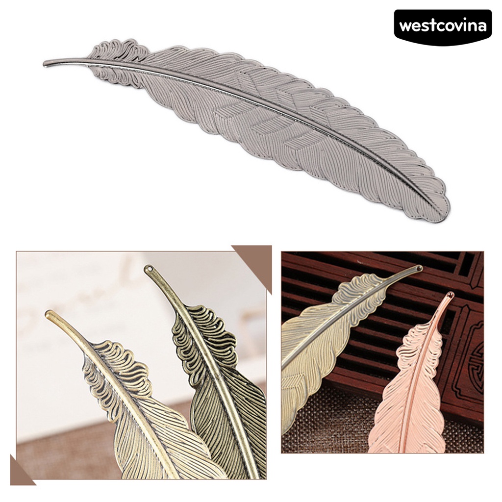 [Hot]✍Thẻ Đánh Dấu Sách Hình Lông Vũ Mạ Đồng Chống Phai Màu