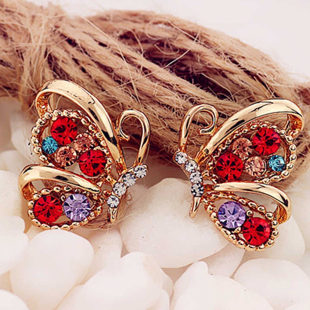 Đôi khuyên tai hình bươm bướm đính đá trang nhã xinh xắn cho nữ