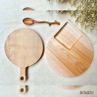 Khay gỗ decor BOMI - Khay gỗ đựng đồ ăn gỗ tần bì hình giọt lệ trang trí siêu xinh BOMK83
