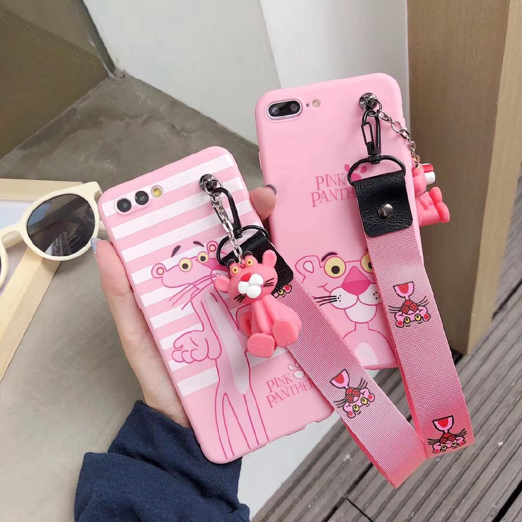 Ốp điện thoại chống sốc họa tiết báo hồng xinh xắn có dây đeo cho OPPO F5 A83 A59/F1s A57 F1plus F3plus