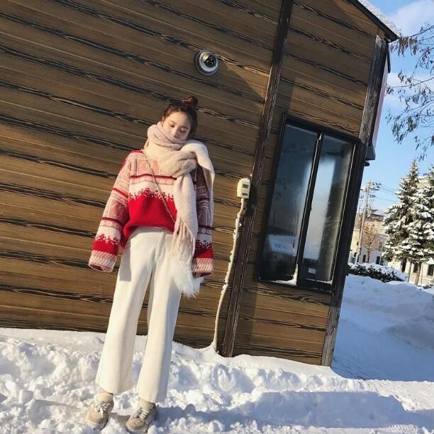 Áo Len Dày Dáng Rộng Họa Tiết Giáng Sinh Thời Trang Hàn Quốc | BigBuy360 - bigbuy360.vn