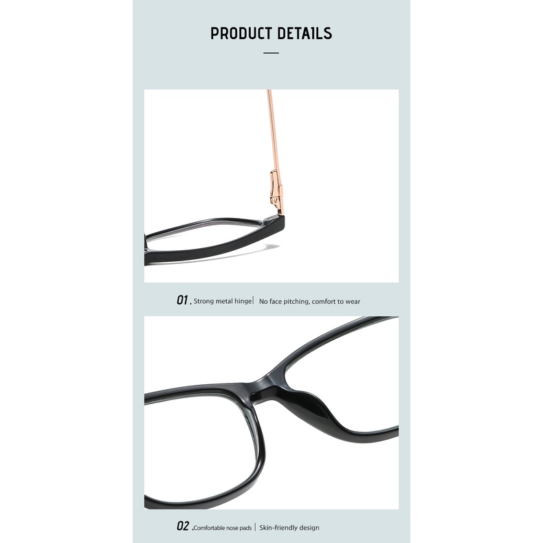 Mắt kính ZELIN WB620 gọng vuông TR siêu nhẹ chống ánh sáng xanh phong cách Âu Mỹ