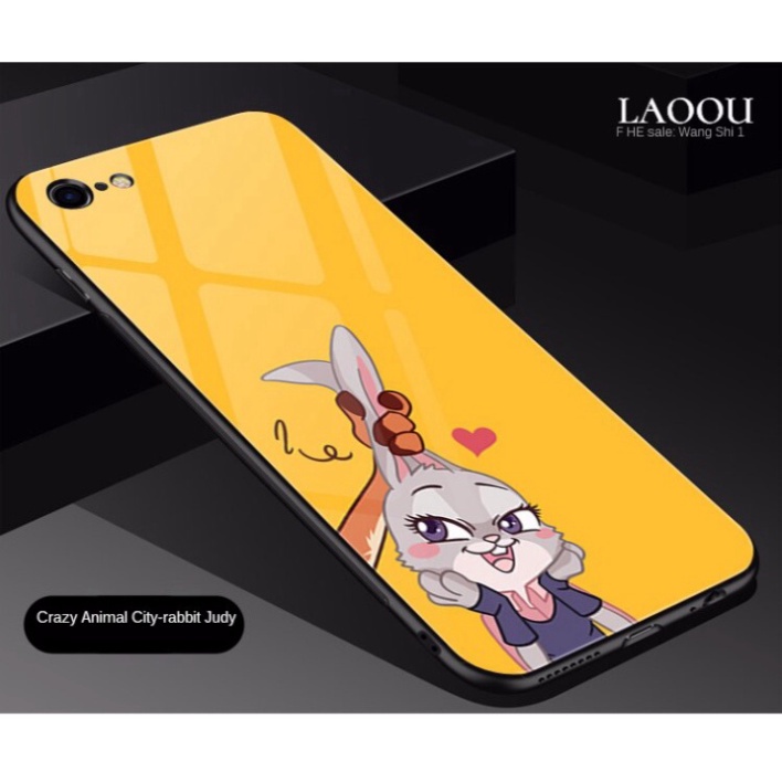 Ốp lưng iphone 6, 7, 8 Plus, X, XS, XR, XSMAX, 11, 11PRO, 11 PROMAX, 12, 13 PROMAX THỎ VÀ CÁO BẰNG KÍNH PKVN