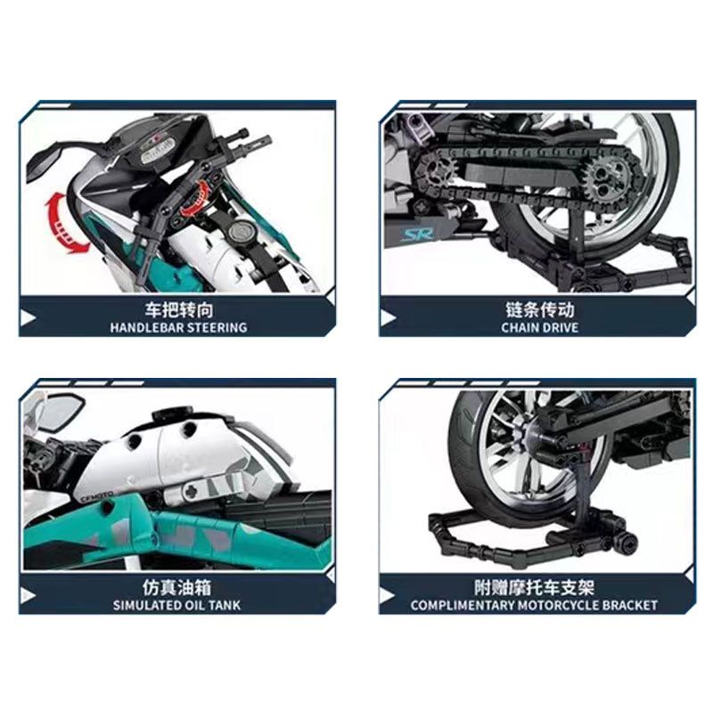 Senbao705902Mô Hình Xe Mô Tô Chunfeng 250SR Tương Thích Với