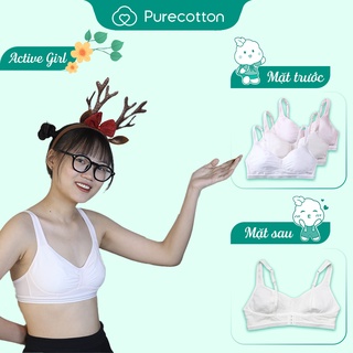[Mã BMLT35] Combo đủ màu áo lót học sinh Purecotton chất liệu cotton cao cấp kiểu dáng cài khuy không đệm PC016