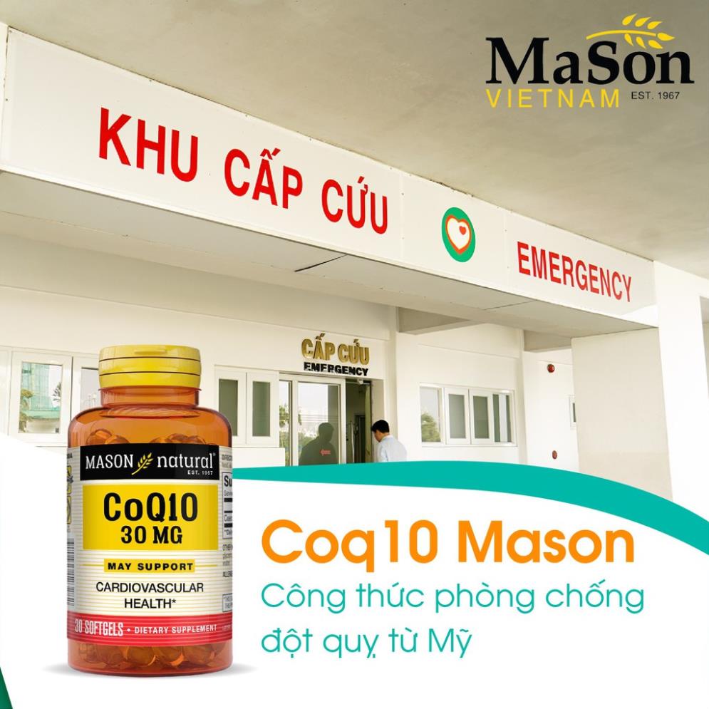 Viên uống MASON NATURAL CoQ10 30mg  giúp tăng cường sức khỏe,bảo vệ tim mạch,huyết áp