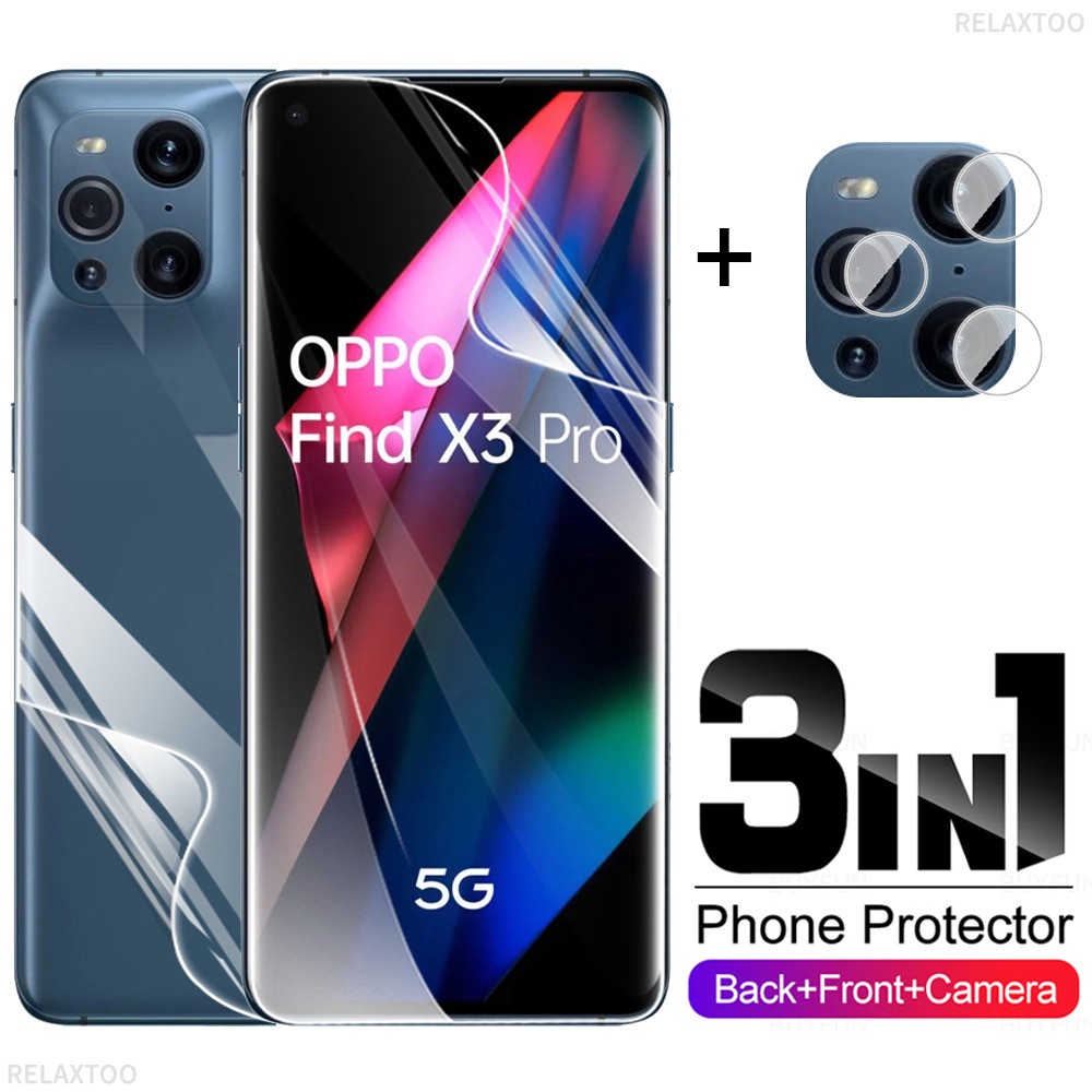 Miếng Dán Hydrogel Mềm Bảo Vệ Camera Trước Và Sau 3 Trong 1 Cho OPPO Find X3 Pro NEO X3Pro 5G Screen Protector Hydrogel Film , Not Tempered Glass