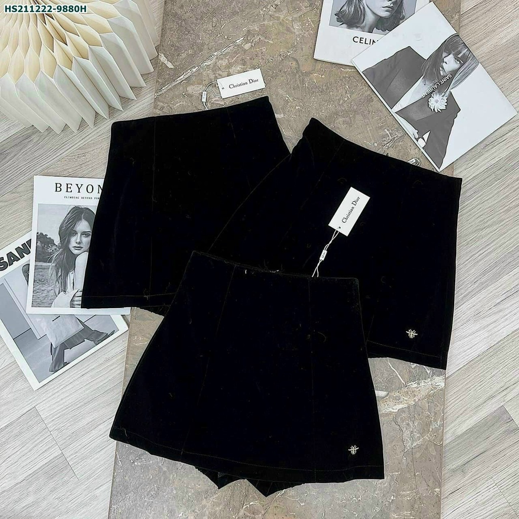 CVN18 - CHÂN VÁY NHUNG THÊU ONG CÓ LÓT QUẦN CHO NỮ | BigBuy360 - bigbuy360.vn