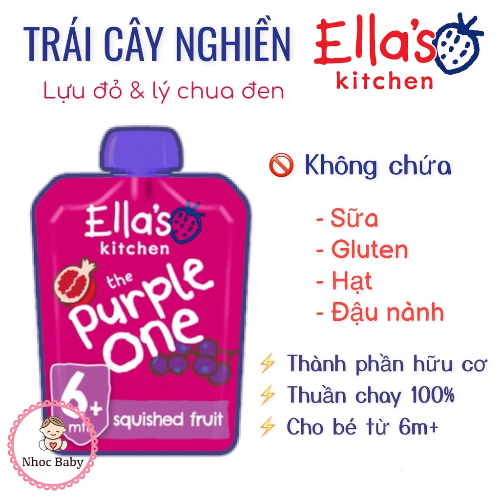 Hoa quả nghiền Ella’s Kitchen cho bé 4/6m+ 70g (air UK) date 2023