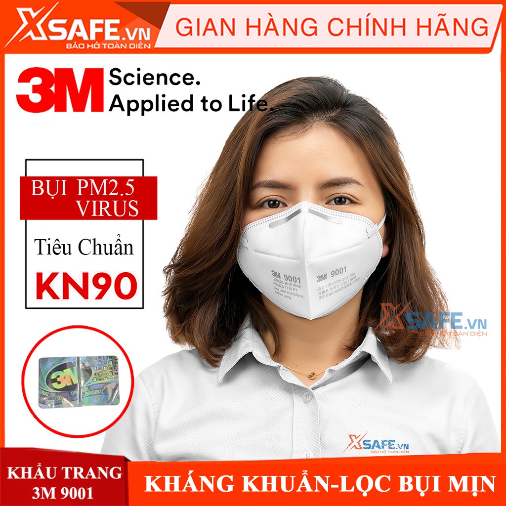 Khẩu trang y tế 3M 9001A. Khẩu trang 3D kháng khuẩn, chống bụi mịn, phòng dịch, khẩu trang 3M - Sản phẩm chính hãng