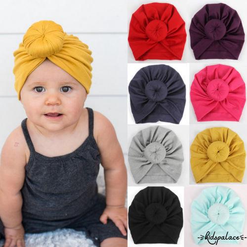 ➤♕❀❤Trẻ sơ sinh Turban Cho bé Tập đi Trẻ em Bé trai Bé gái Cotton Pha trộn Mũ mềm đáng yêu
