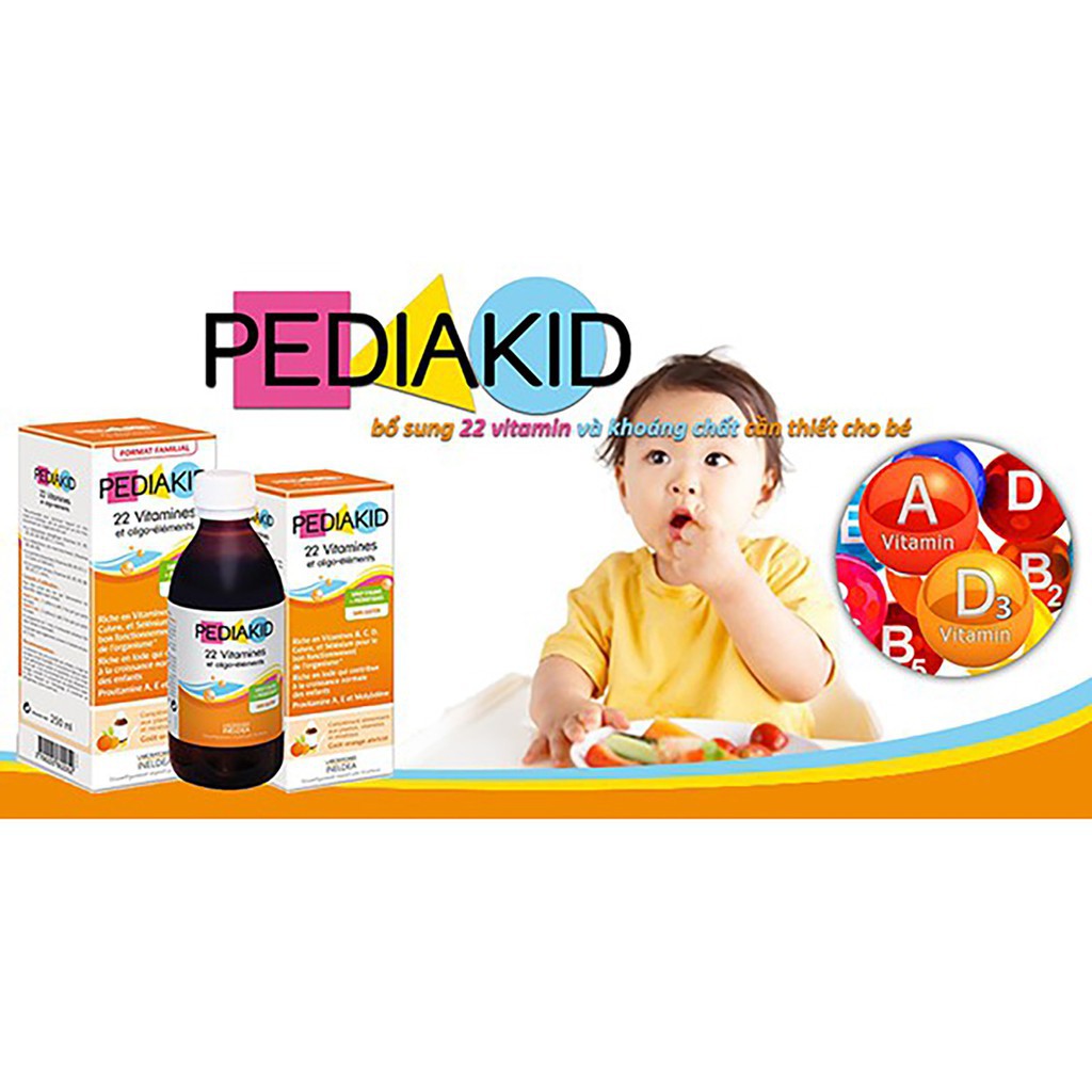 Vitamin tổng hợp Pediakid 22 Vitamins &amp; Minerals cho trẻ nhỏ từ 6 tháng tuổi Pháp