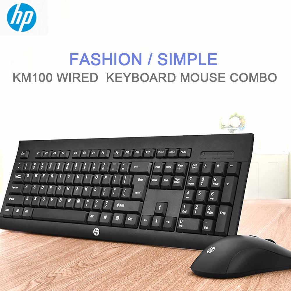 Bộ bàn phím và chuột HP KM100 cực êm - kèm 8 nút dự phòng (Đen) - Nhất Tín Computer