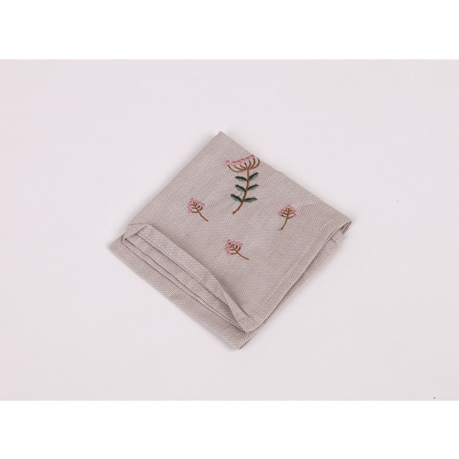 Khăn mùi xoa họa tiết hoa Sa Maison, Chất liệu Linen, Kích thước 33x33cm