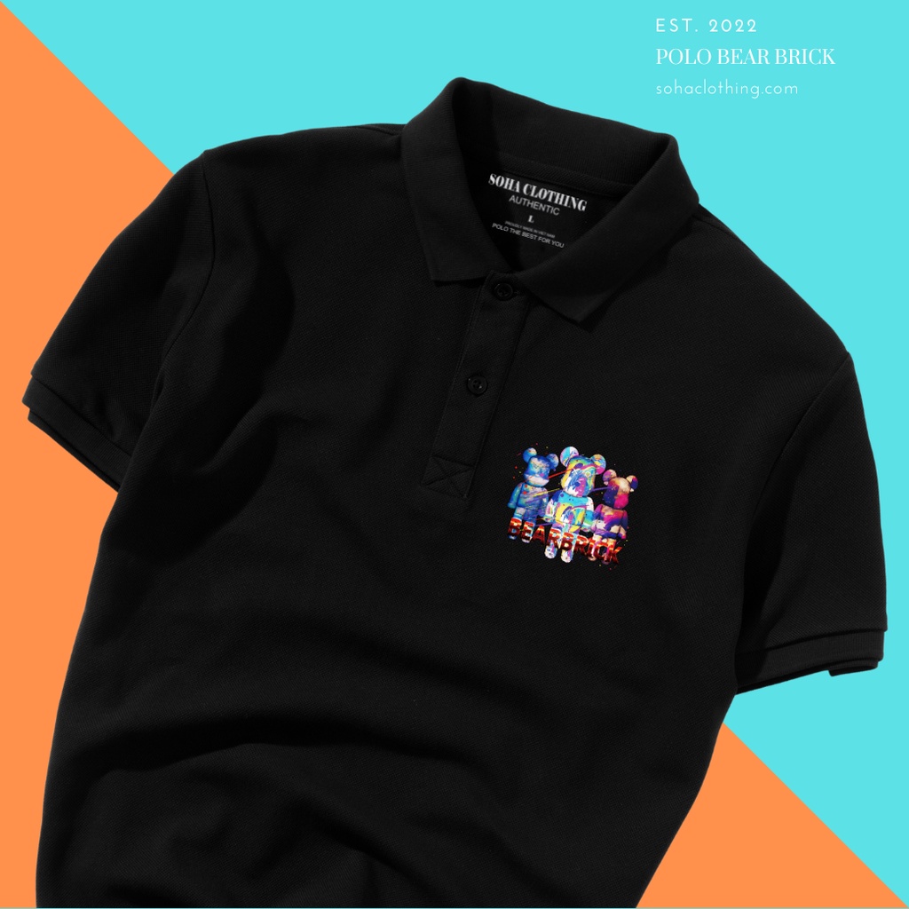 Áo Thun Polo Nam Basic cổ bẻ vải Cá Sấu chuẩn form,hình in sắc nét, BEAR BRICK-SoHa Clothing
