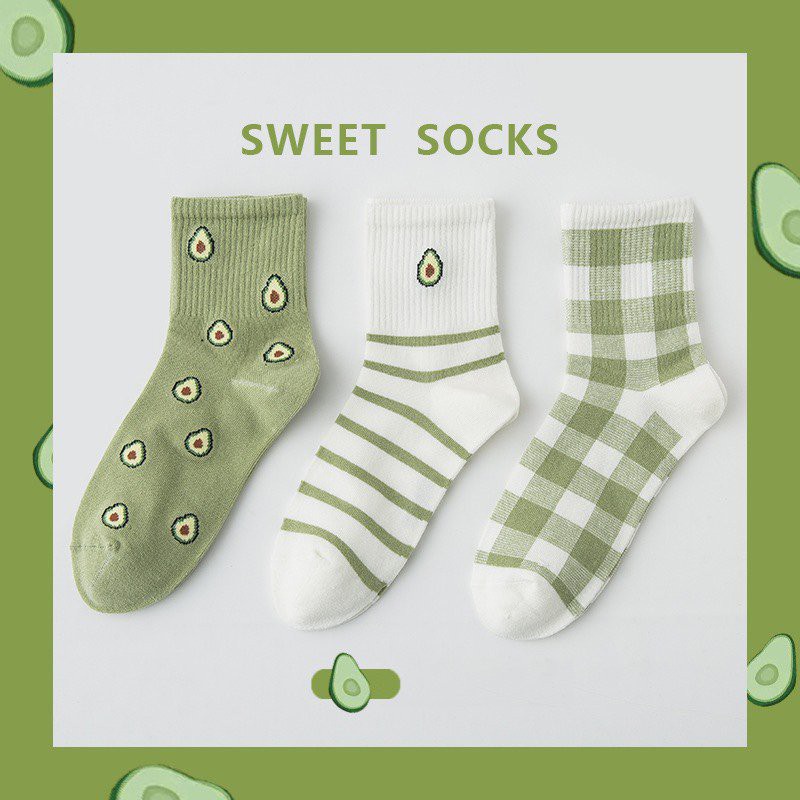 Tất cổ cao, vớ cổ cao nữ trắng họa tiết hình thú xinh xắn vải cotton co giãn thời trang Hàn Quốc