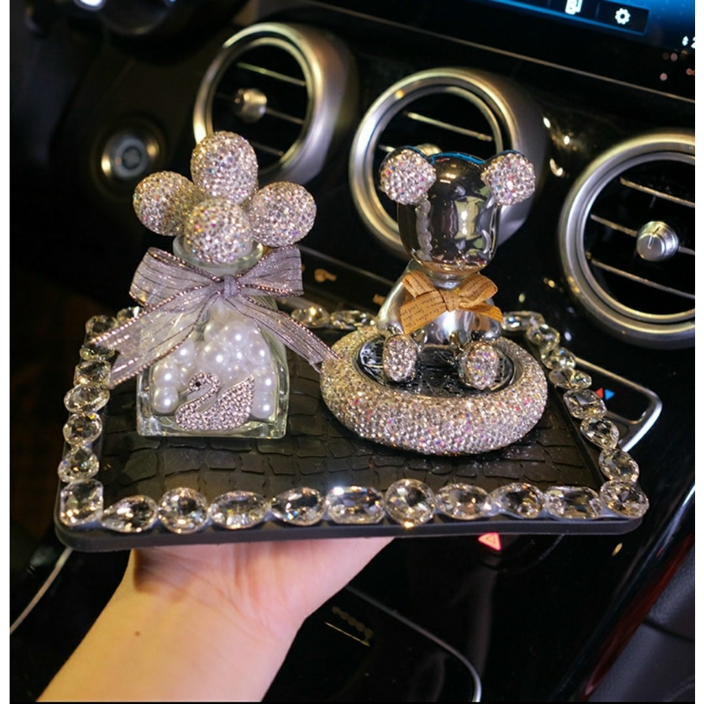 Sét decor gấu ngồi có sáp thơm khử mùi trang trí taplo (sét N4)