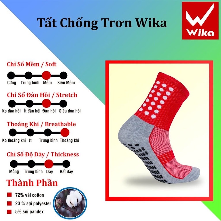 Tất chống trơn bóng đá Wika, tất đá bóng có cao su chống trượt