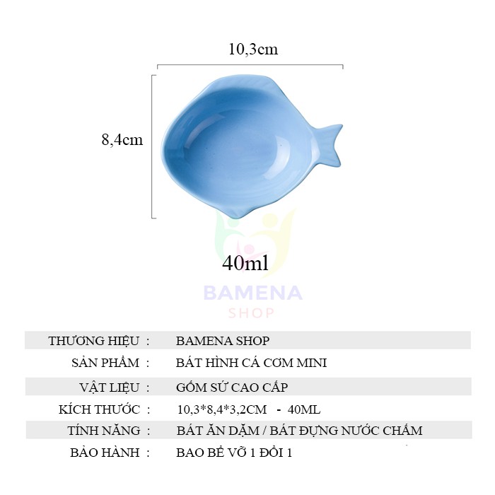 Bát ăn dặm, bát gốm sứ hình cá cơm mini 40ml cho bé tập ăn kiểu Nhật