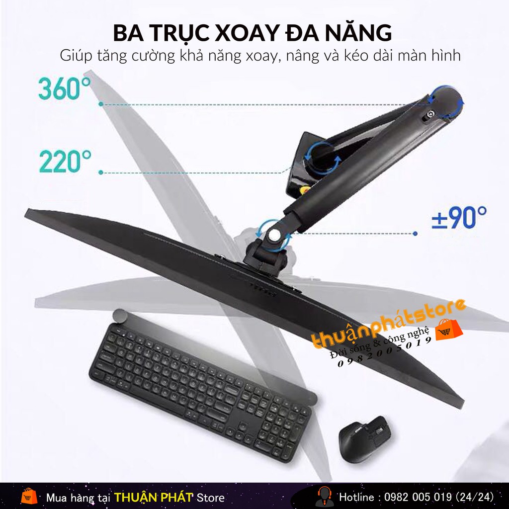 [ BẢN MỚI TẢI TRỌNG 9KG ] GIÁ TREO MÀN HÌNH NB-F80 ( XOAY 360 ĐỘ )