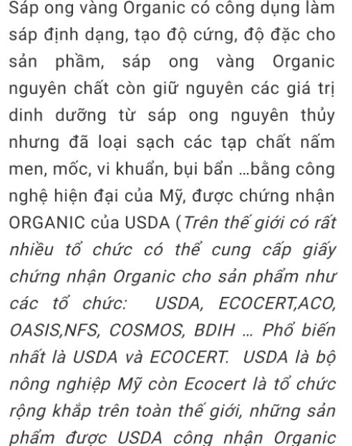 Sáp ong vàng organic