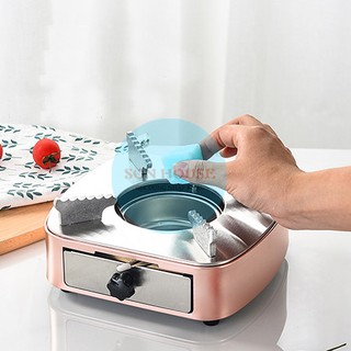 Bếp cồn inox xịn màu hồng có ngăn kéo đựng cồn