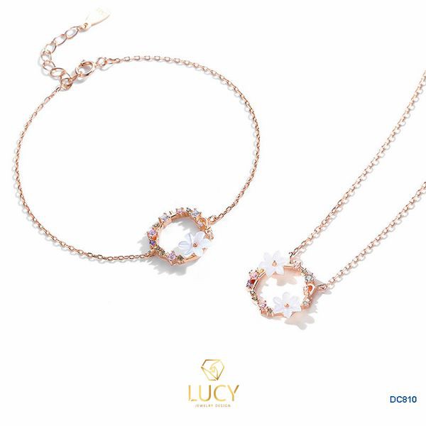 DC810 Dây chuyền vòng nguyệt quế bạc ý, xi vàng hồng - LUCY JEWELRY