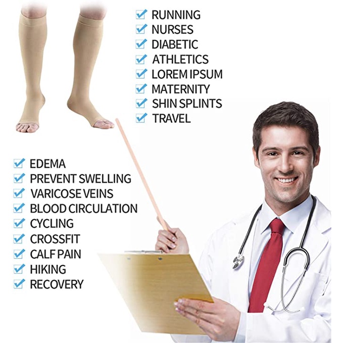 1 Đôi Vớ Nén Bắp Chân Cotton Mềm Mại Thoáng Khí Ngăn Ngừa Giãn Tĩnh Mạch / Giảm Đau Bắp Chân Thể Thao Dành Cho Nam Và Nữ