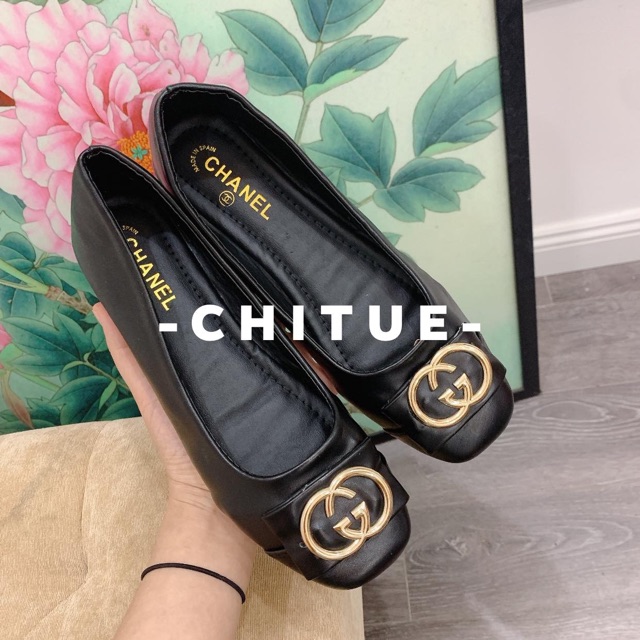 Giày Bệt Búp Bê GG Đen Mới