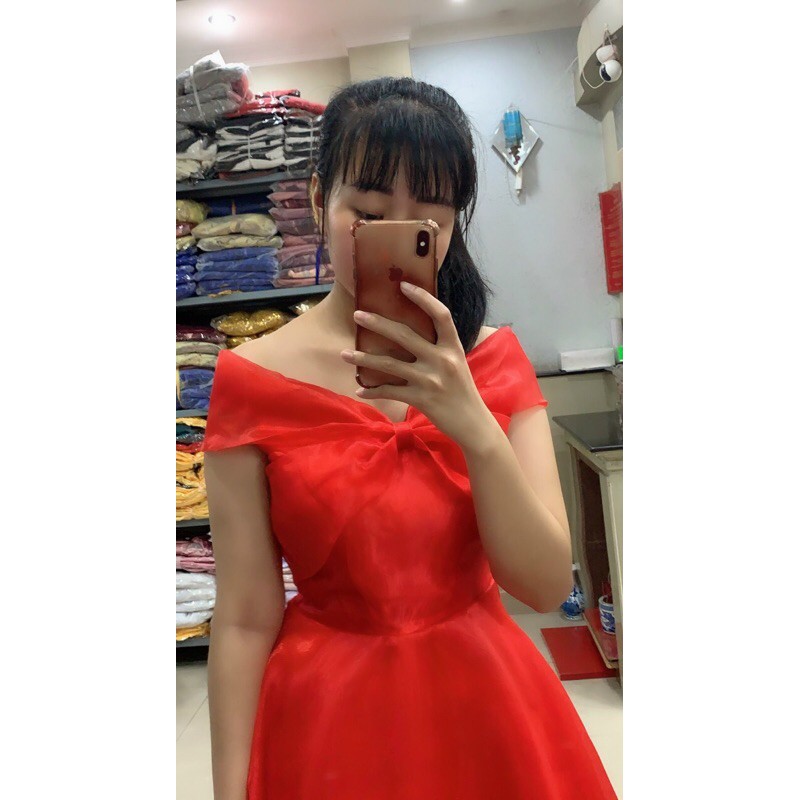 ĐẦM BẸT NƠ VAI XINH XẮN DÀI THƯỚT THA ( ảnh thật 1000% )