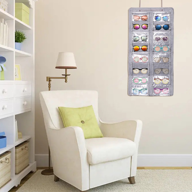 Túi Đựng Mắt Kính 16 Ngăn Treo Tường Tiện Lợi