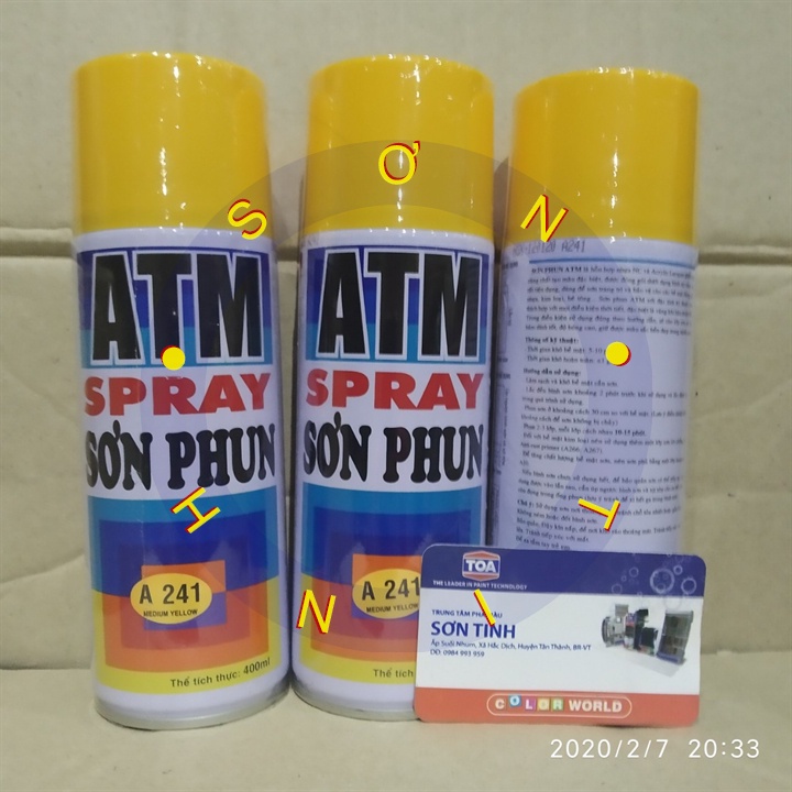 SƠN XỊT MÀU VÀNG NGHỆ MEDIUM YELLOW A241 (ATM hoặc WIN)